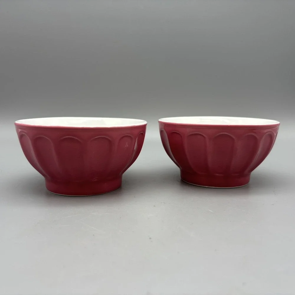 Crate and Barrel Bowls, Column Design, Dessert/Fruit/Sauce/All Purpose Pink Set